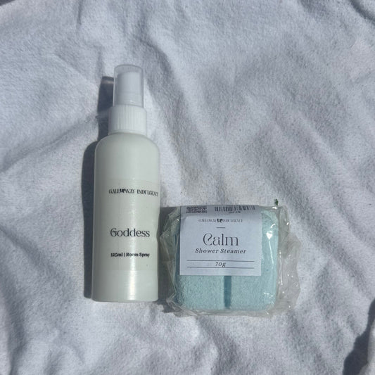 Galloway Indulgence change your mood gift pack - 125ml room spray and a calm shower steamer