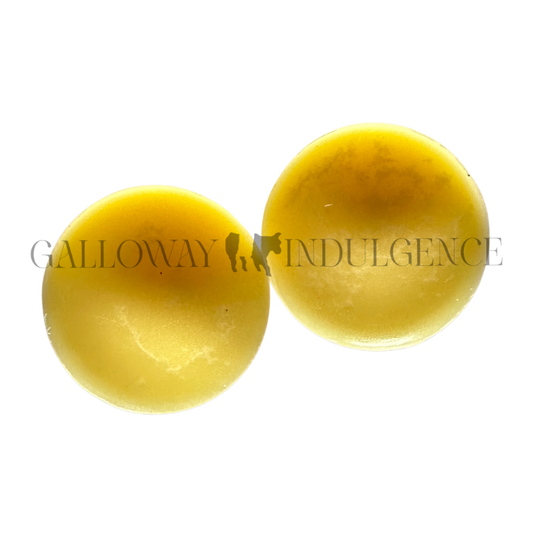 Two yellow strong and lon-lasting handmade Australian wax melts fragranced in Golden wattle.
